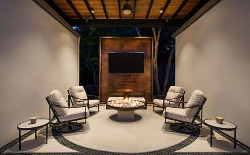 outdoor firepit and fireplace design