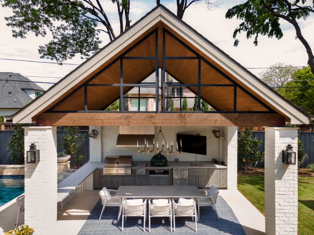 Covered patio with outdoor cooking area